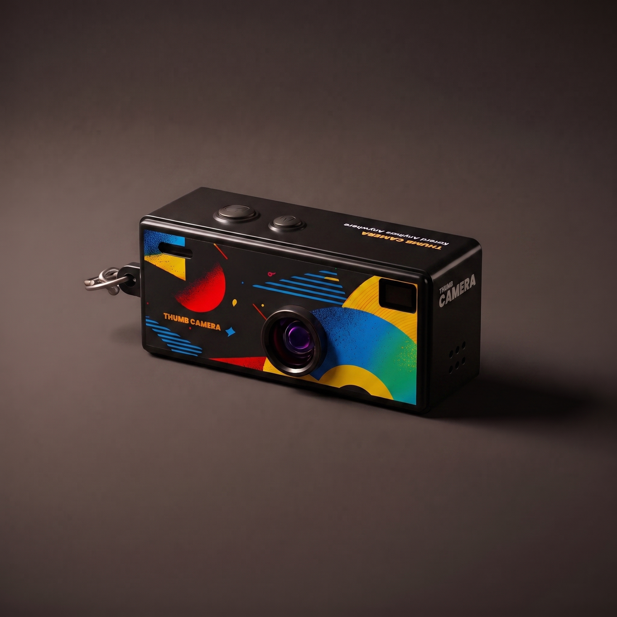 InstaSnap Mini Retro Camera Keychain in Negative Black