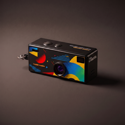 InstaSnap Mini Retro Camera Keychain in Negative Black