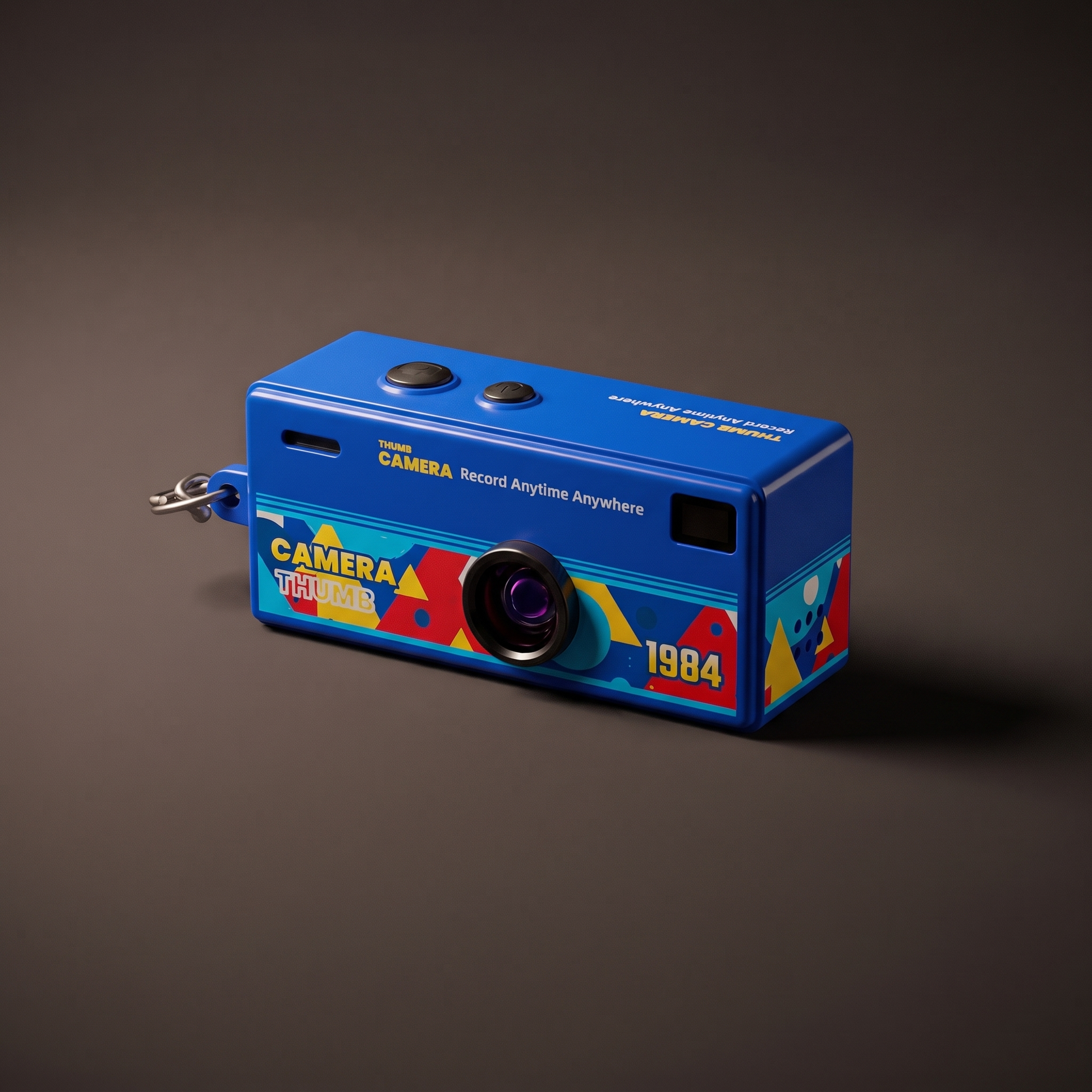 InstaSnap Mini Retro Camera Keychain in Cyanotype Blue