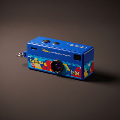 InstaSnap Mini Retro Camera Keychain in Cyanotype Blue