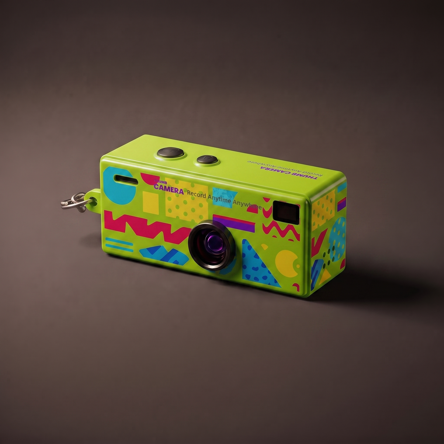 InstaSnap Mini Retro Camera Keychain in Darkroom Green