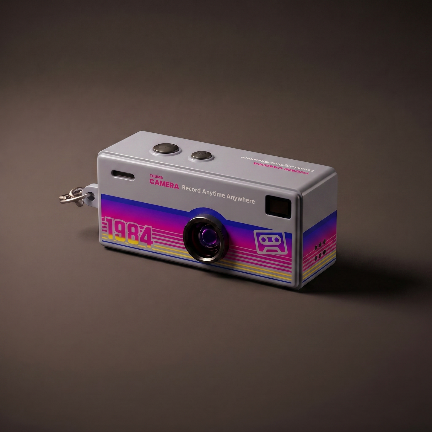 InstaSnap Mini Retro Camera Keychain in Contact Sheet Grey