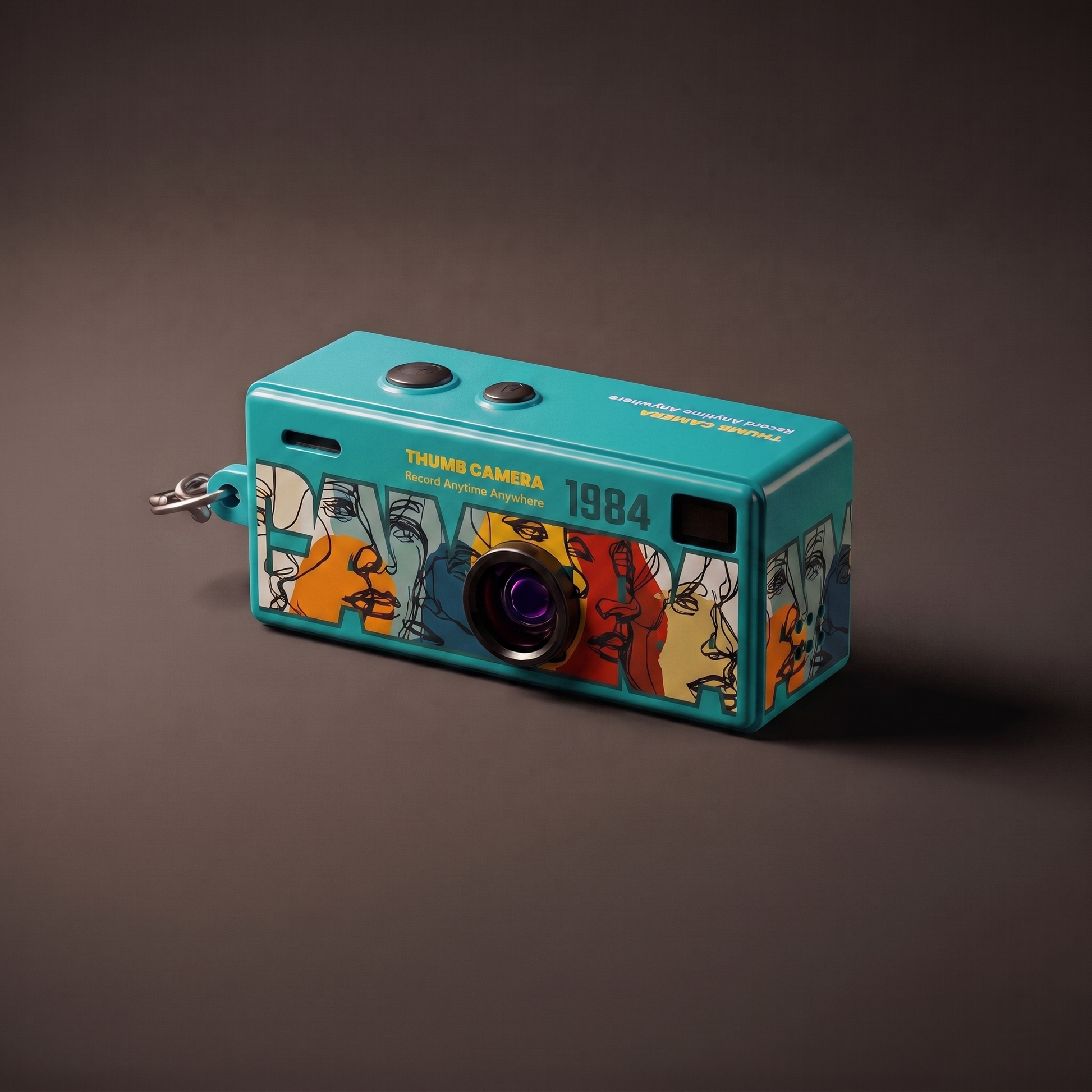 InstaSnap Mini Retro Camera Keychain in Chemical Bath Teal