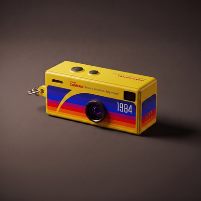 InstaSnap Mini Retro Camera Keychain in Flashbulb Yellow